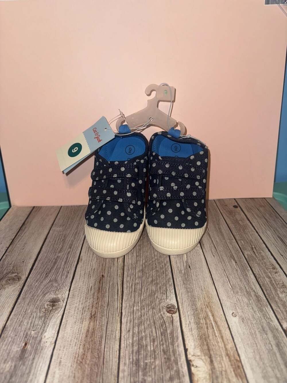Cat & Jack Toddler Girls' Navy Polka Dot Canvas Sneakers Size 9